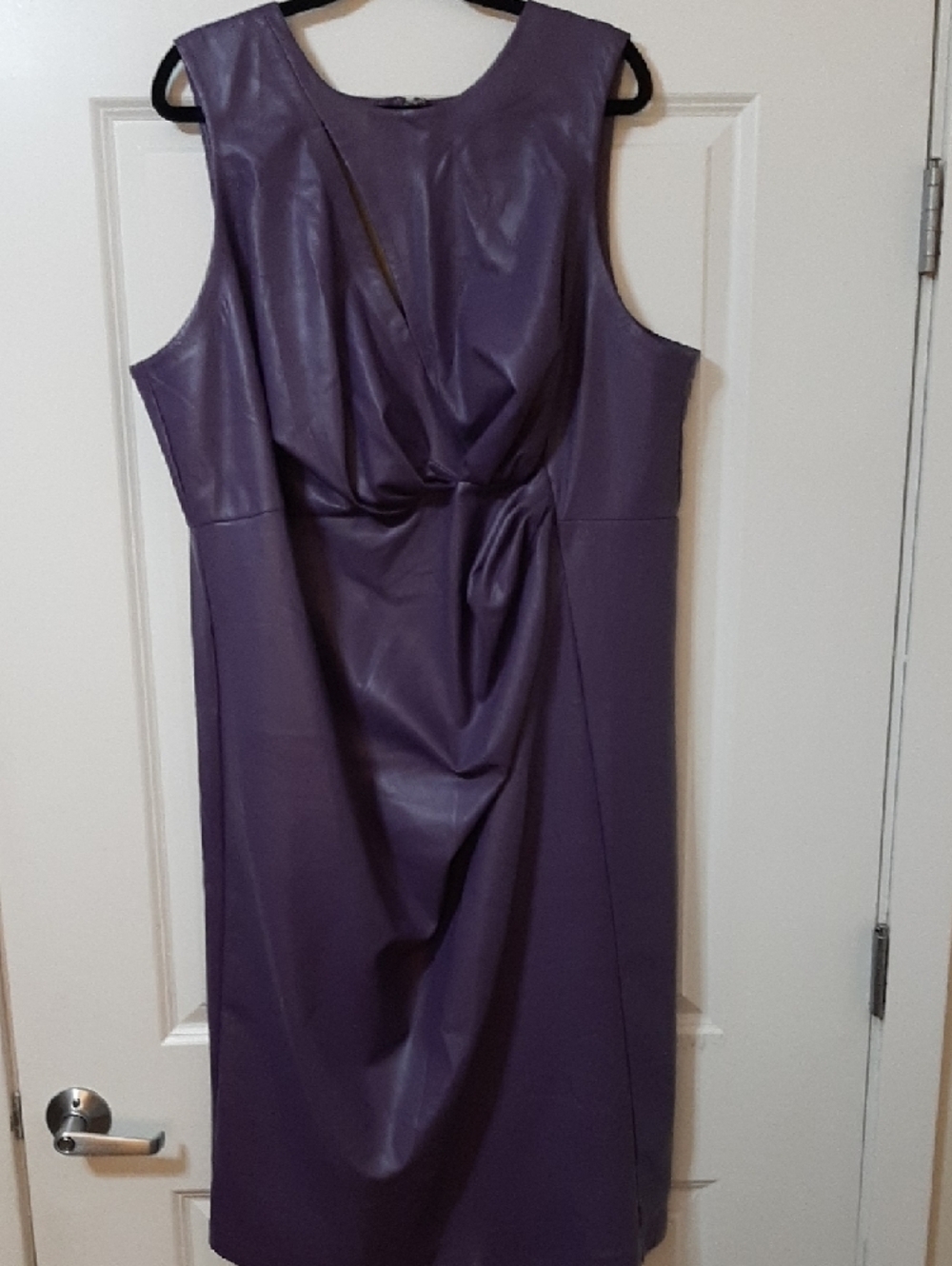 22W Eloquii Purple Faux-Leather Sleeveless Midi Dress